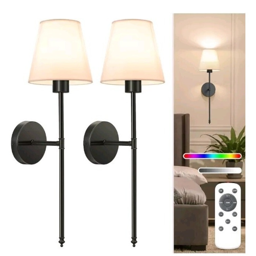 Battery Operated Wall Light Sconce Black